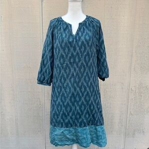J. Jill Teal Woven Boho Long Sleeve Dress